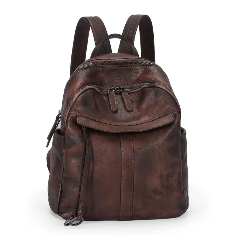 Handmade Green Leather Backpacks Bag Womens Best School Rucksack Ladies Leather Backpack Purses